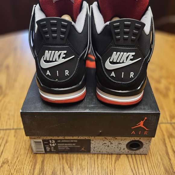 New Jordan Retro Bred 4 Men's Size 13 Shoes - Picture 7 of 13